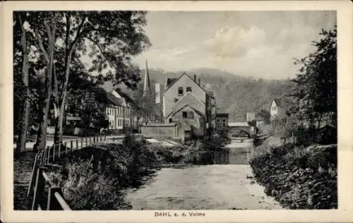 Ak Dahl Hagen in Westfalen, Blick auf die Volme, Brücke