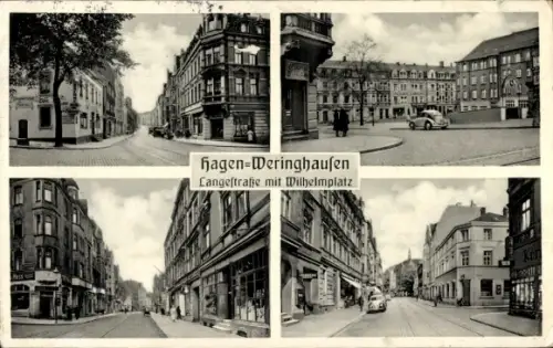 Ak Wehringhausen Hagen in Westfalen Ruhrgebiet, Langestraße mit Wilhelmplatz