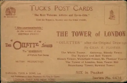 6 Ak im Umschlag London, Künstler Flower, Charles, von Raphael Tuck & Son