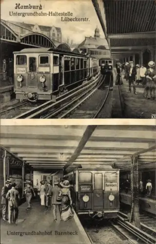 Ak Hamburg Hohenfelde, Untergrundbahn Haltestelle Lübeckerstraße, Gleisseite, Bahnhof Barmbeck
