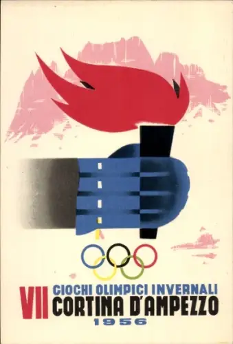 Künstler Ak Cortina d'Ampezzo Veneto, Ciochi Olimpici Invernali 1956, Olympische Spiele