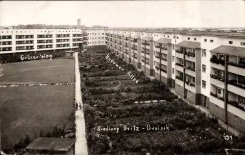 Foto Ak Berlin Neukölln Britz, Siedlung, Dreieck, Grüner Weg, Rudower Allee