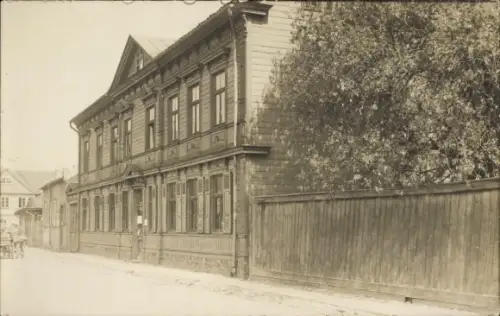Foto Ak Jelgava Mitau Lettland, Deutsche Militärverwaltung für Kurland, Abt. Rohstoffe, Juni 1917