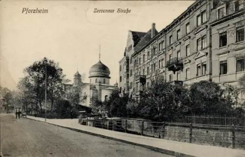 Judaika Ak Pforzheim im Schwarzwald, Zerrenner Straße, Synagoge