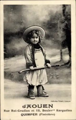 Ak Quimper Finistère, Kind in Tracht, Werbung, Jaouen
