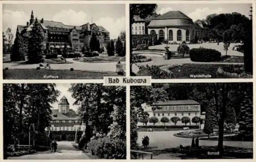 Ak Kudowa Zdrój Bad Kudowa Schlesien, Kurhaus, Wandelhalle, Charlottenbad, Schloss