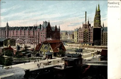Ak Hamburg, Freihafen, Teilansicht
