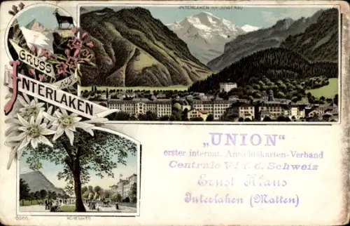 Litho Interlaken Kanton Bern Schweiz, Ort, Alpenpanorama
