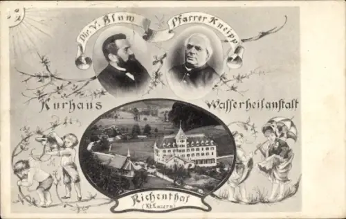 Ak Richenthal Reiden Kanton Luzern, Kurhaus, Wasserheilanstalt, Dir. V. Blum, Pfarrer Kneipp