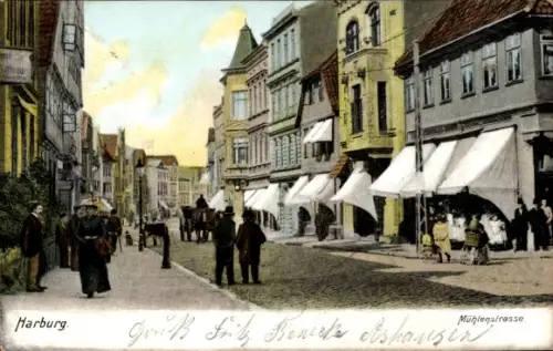 Ak Hamburg Harburg, Mühlenstraße, Geschäfte