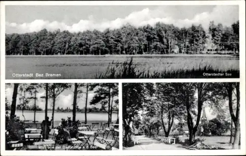 Ak Otterstedt Ottersberg Niedersachsen, Gasthaus am Otterstedter See, Wald, See, Terrasse