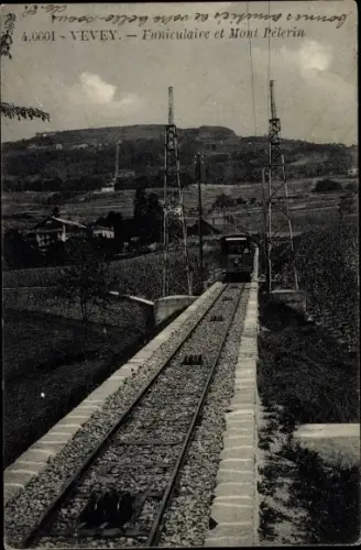 Ak Vevey Kanton Waadt, Funiculaire, Mont Pelerin, Standseilbahn