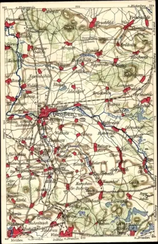 Landkarten Ak Großenhain, Bärwalde, Ölsnitz, Raden, Strauch
