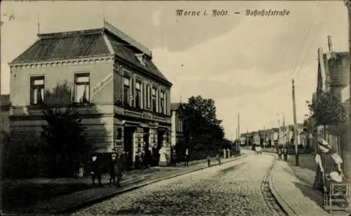 Ak Marne in Holstein Dithmarschen, Bahnhofstraße