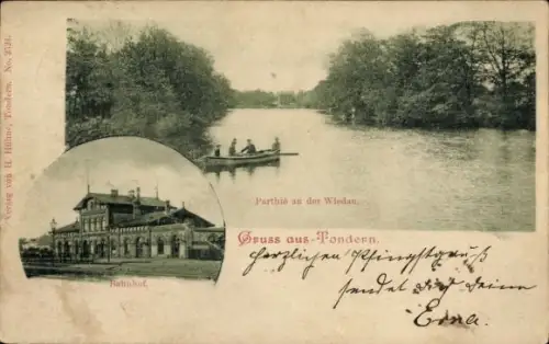 Ak Tønder Tondern Dänemark, Bahnhof, an der Wiedau