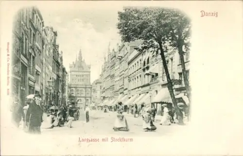 Ak Gdańsk Danzig, Langgasse mit Stockturm
