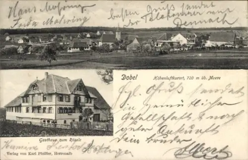 Ak Dobel im Schwarzwald, Gesamtansicht, Gasthaus zum Rössle