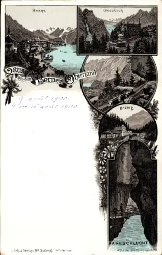 Litho Brienz Kt. Bern Schweiz, Giessbach, Brünig, Aareschlucht