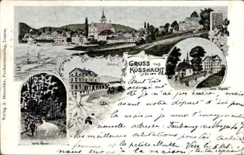 Ak Küssnacht Kanton Schwyz, Bahnhof, Gasse, Tells Kapelle