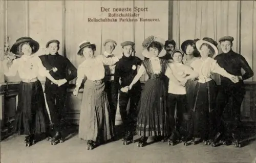 Ak Hannover, Rollschuhbahn Parkhaus, Gruppenportrait der Rollschuhläufer