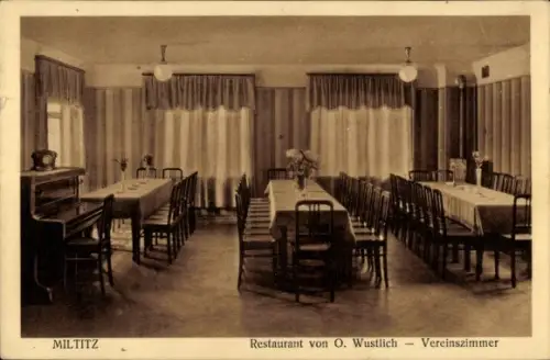 Ak Miltitz Klipphausen in Sachsen, Wustlich's Gaststätten, Restaurant O. Wustlich, Vereinszimmer