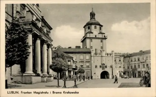 Ak Lublin Polen, Rathaus, Krakauertor