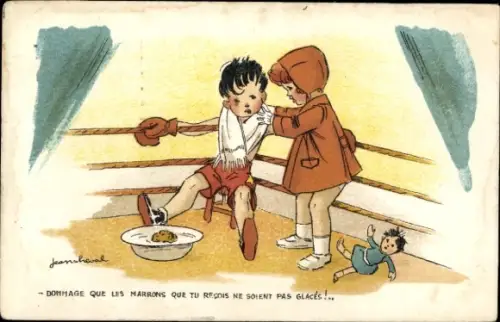 Künstler Ak Verletzter Boxer, Boxkampf, Puppe