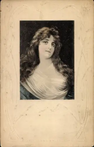 Präge Passepartout Ak gemaltes Frauenportrait