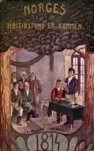 Künstler Ak Norwegens Feststunde ist gekommen, Verfassung 1814
