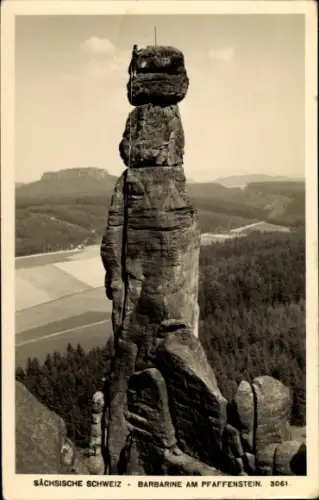 Ak Königstein an der Elbe Sächsische Schweiz, Barbarine am Pfaffenstein
