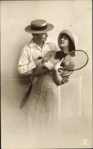 Ak Liebespaar, Tennis