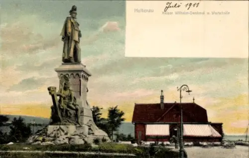 Ak Holtenau Kiel, Kaiser-Wilhelm-Denkmal, Wartehalle