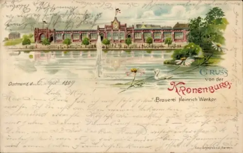 Litho Dortmund im Ruhrgebiet Westfalen, Brauerei Kronenburg