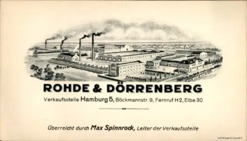 Ak Hamburg Mitte Sankt Georg, Verkaufsstelle Rohde & Dörrenberg, Maschinenbau Düsseldorf