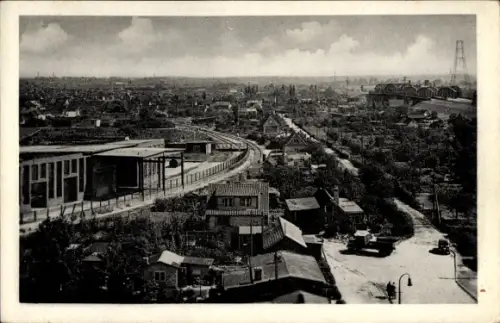 Ak Hamburg Bergedorf Moorfleet, Panorama, LKW, Brücke, Eisenbahnschienen