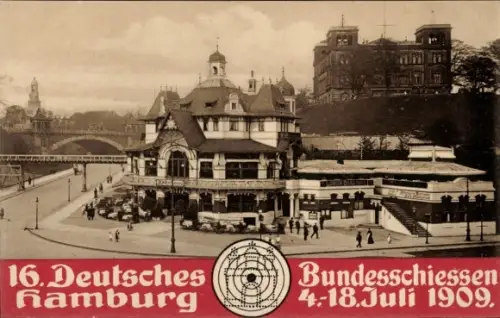 Ak Hamburg Mitte St. Pauli, 16 Deutsches Bundesschießen 1909, Fährhaus