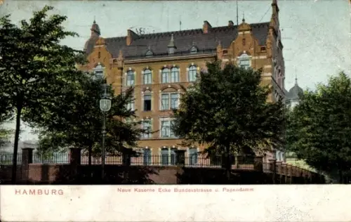 Ak Hamburg Eimsbüttel Rotherbaum, Neue Kaserne Ecke Bundesstraße und Papendamm