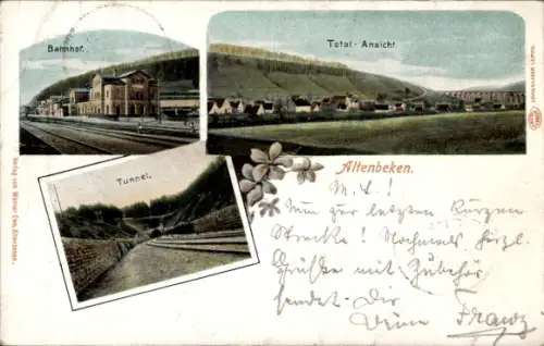 Ak Altenbeken in Nordrhein Westfalen, Bahnhof, Gleisseite, Tunnel, Totalansicht