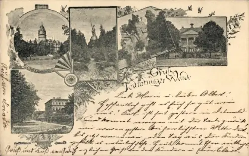 Ak Detmold am Teutoburger Wald, Hermannsdenkmal, Externsteine, Palais, Residenzschloss