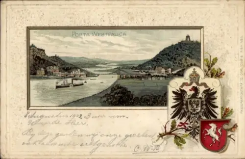 Präge Wappen Litho Porta Westfalica, Gesamtansicht