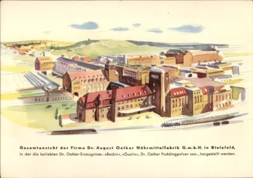 Künstler Ak Bielefeld in Nordrhein Westfalen, Firma Dr. August Oetker Nährmittelfabrik