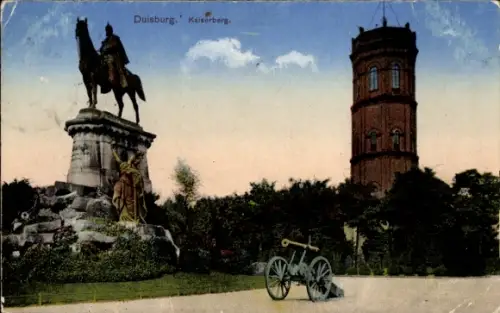 Ak Duisburg im Ruhrgebiet, Kaiserberg, Denkmal, Kanone