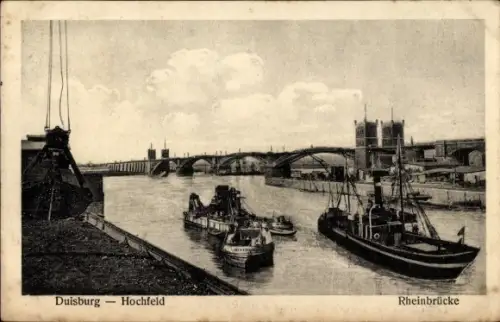 Ak Hochfeld Duisburg im Ruhrgebiet, Rheinbrücke