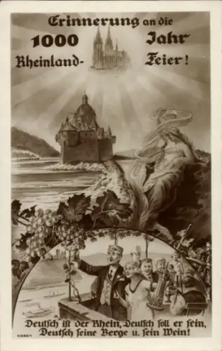 Ak Caub Kaub am Rhein, Burg Pfalzgrafenstein, Pfalz, 1000 Jahrfeier Rheinland