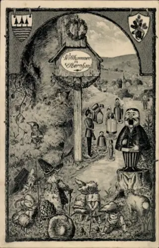 Wappen Ak Olbernhau im Erzgebirge, Zwerge