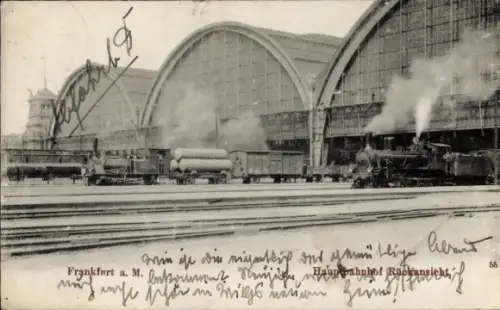 Ak Frankfurt am Main, Hauptbahnhof, Rückansicht