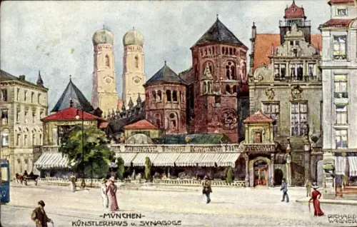 Judaika Künstler Ak Wagner, Richard, München Bayern, Synagoge, Künstlerhaus
