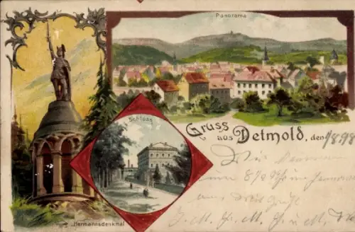 Ak Detmold am Teutoburger Wald, Hermannsdenkmal, Schloss, Gesamtansicht