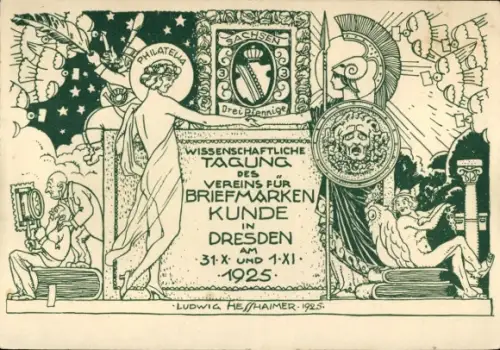 Künstler Ak Hesshaimer, Ludwig, Tagung des Vereins f. Briefmarkenkunde Dresden 1925