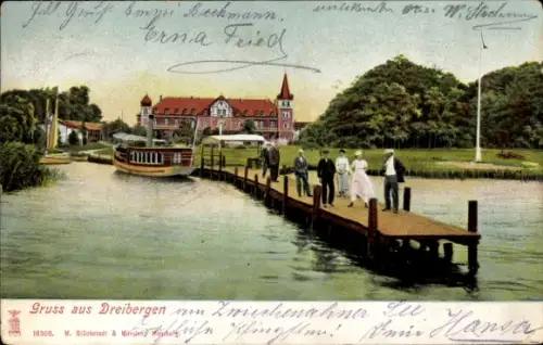 Ak Dreibergen Bad Zwischenahn in Oldenburg,  Zwischenahner See, Seebrücke, Ausflugsdampfer, Hotel
